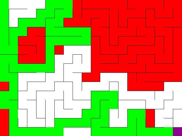 Depth first search solved maze